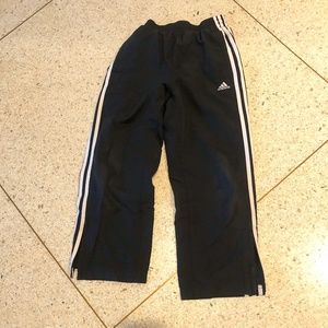 Black Adidas Boy's Pants with White Stripe Size S
